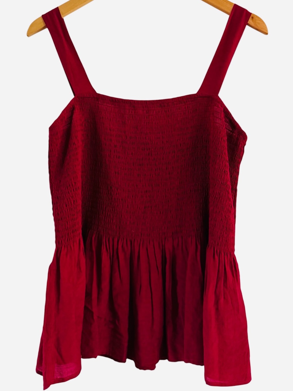 Nanette Lepore Burgundy Smocked Peplum Tank Top NWOT